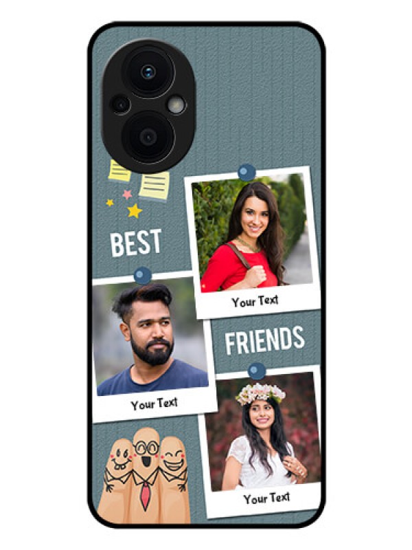 Custom Oppo F21 Pro 5G Personalized Glass Phone Case - Sticky Frames and Friendship Design