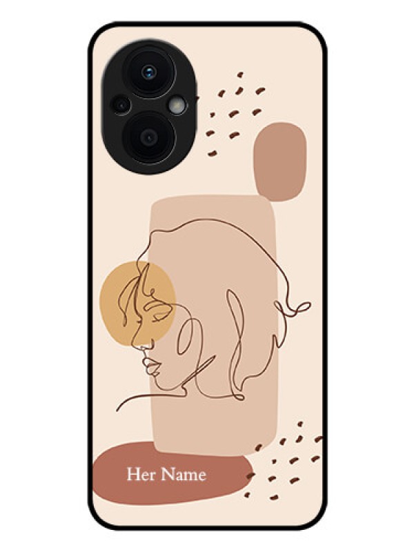 Custom Oppo F21 Pro 5G Photo Printing on Glass Case - Calm Woman line art Design