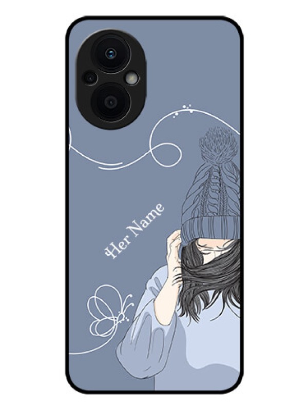Custom Oppo F21 Pro 5G Custom Glass Mobile Case - Girl in winter outfit Design