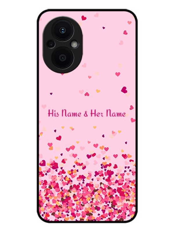 Custom Oppo F21 Pro 5G Photo Printing on Glass Case - Floating Hearts Design