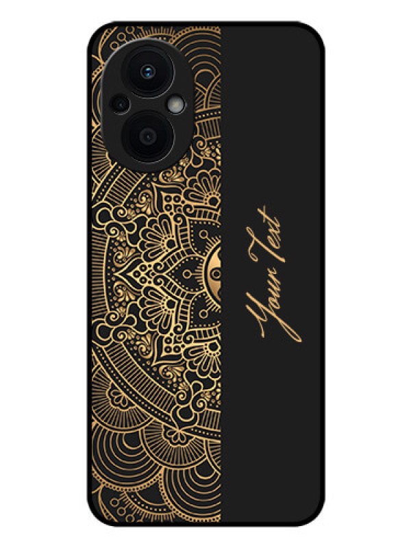 Custom Oppo F21 Pro 5G Photo Printing on Glass Case - Mandala art with custom text Design