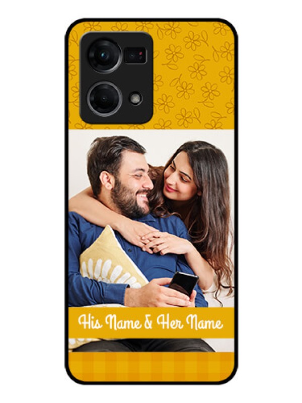 Custom Oppo F21 Pro Custom Glass Mobile Case - Yellow Floral Design