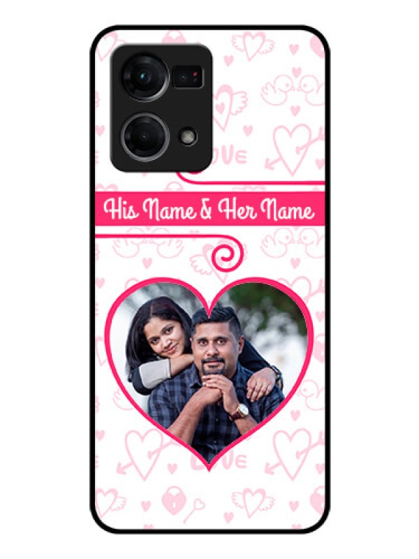 Custom Oppo F21 Pro Personalized Glass Phone Case - Heart Shape Love Design
