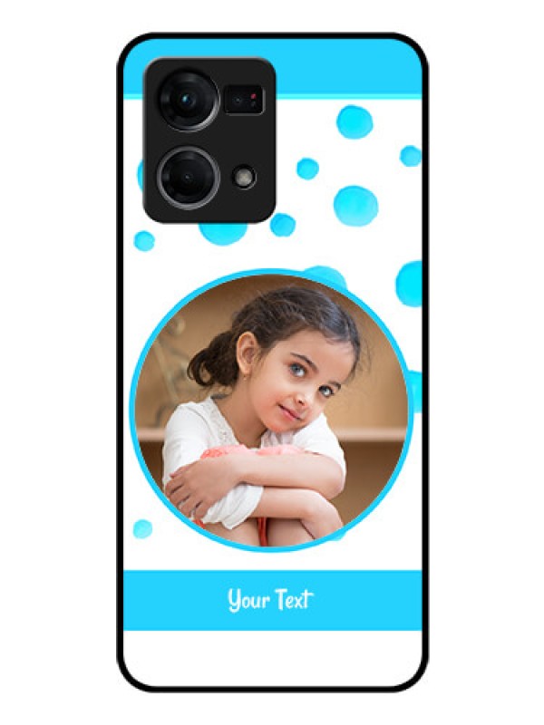 Custom Oppo F21 Pro Photo Printing on Glass Case - Blue Bubbles Pattern Design