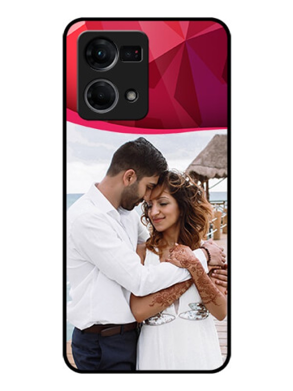 Custom Oppo F21 Pro Custom Glass Mobile Case - Red Abstract Design