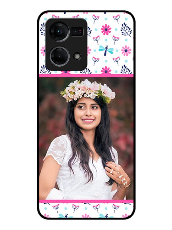 Custom Oppo F21 Pro Photo Printing on Glass Case - Colorful Flower Design