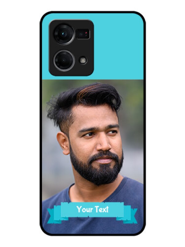 Custom Oppo F21 Pro Personalized Glass Phone Case - Simple Blue Color Design