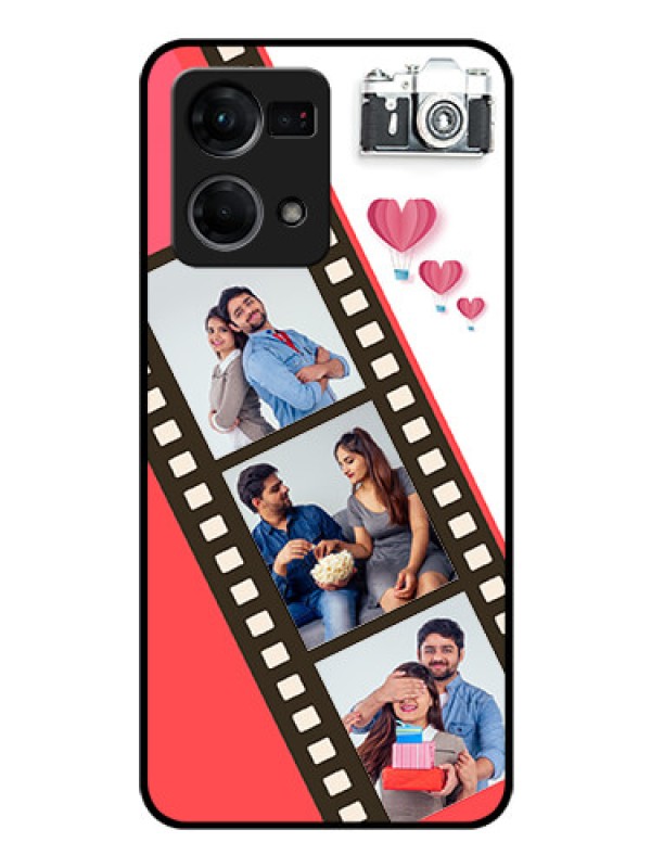 Custom Oppo F21 Pro Personalized Glass Phone Case - 3 Image Holder with Film Reel