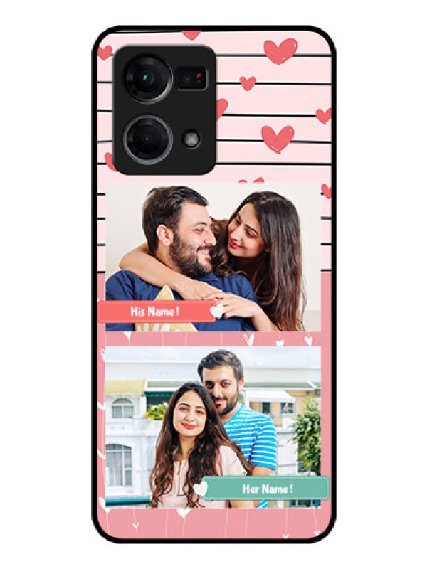 Custom Oppo F21 Pro Custom Glass Mobile Case - Photo with Heart Design