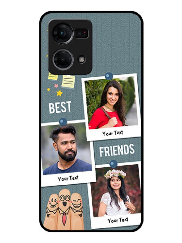 Custom Oppo F21 Pro Personalized Glass Phone Case - Sticky Frames and Friendship Design