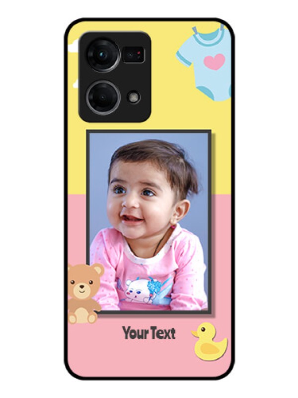 Custom Oppo F21 Pro Photo Printing on Glass Case - Kids 2 Color Design