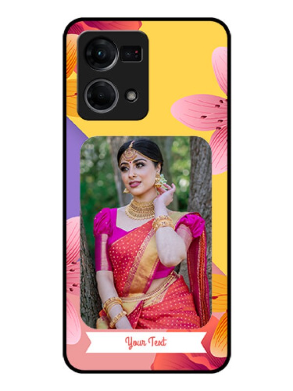 Custom Oppo F21 Pro Custom Glass Mobile Case - 3 Image With Vintage Floral Design