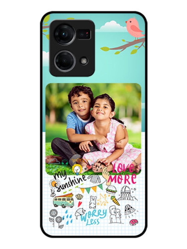 Custom Oppo F21 Pro Photo Printing on Glass Case - Doodle love Design