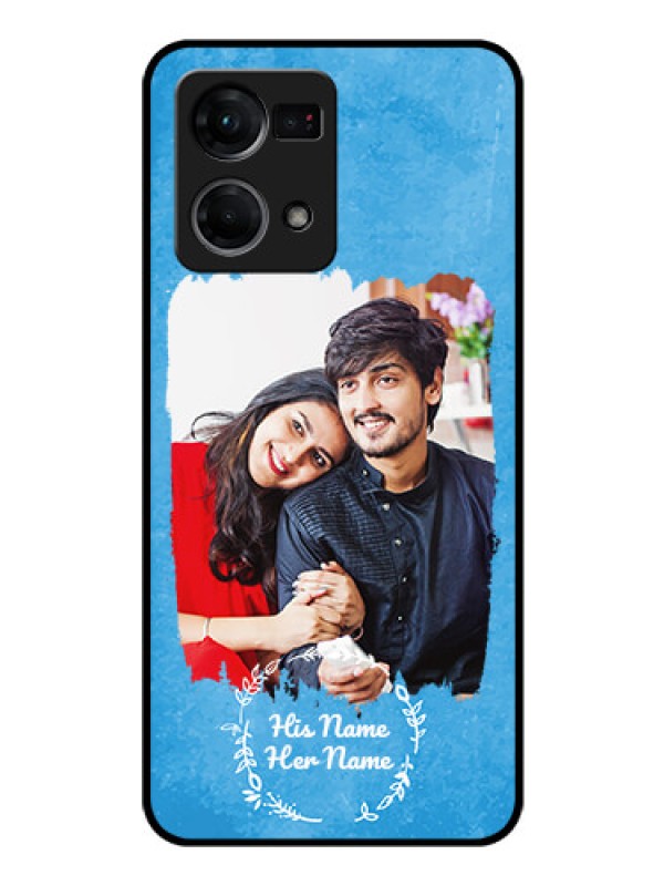 Custom Oppo F21 Pro Custom Glass Phone Case - Blue Color Vintage Design
