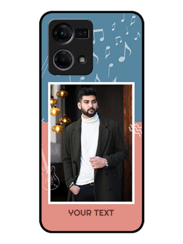 Custom Oppo F21 Pro Photo Printing on Glass Case - with Color Musical Note Design