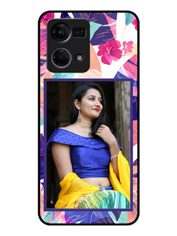 Custom Oppo F21 Pro Custom Glass Mobile Case - Abstract Floral Design