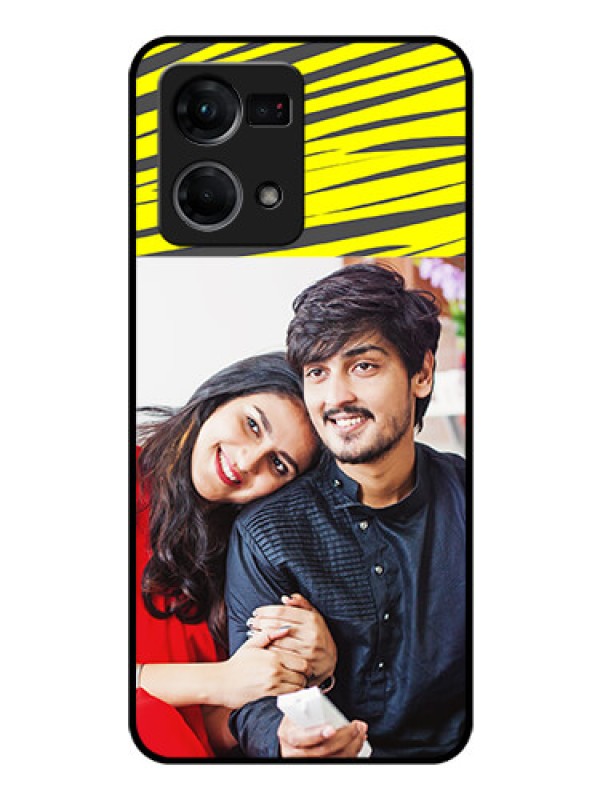 Custom Oppo F21 Pro Photo Printing on Glass Case - Yellow Abstract Design