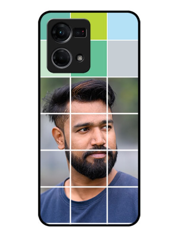 Custom Oppo F21 Pro Photo Printing on Glass Case - with white box pattern