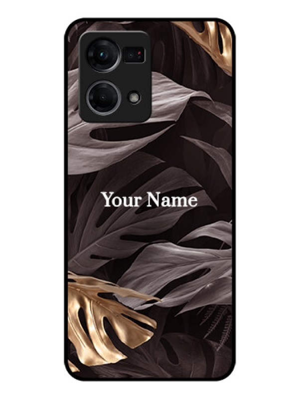 Custom Oppo F21 Pro Personalised Glass Phone Case - Wild Leaves digital paint Design