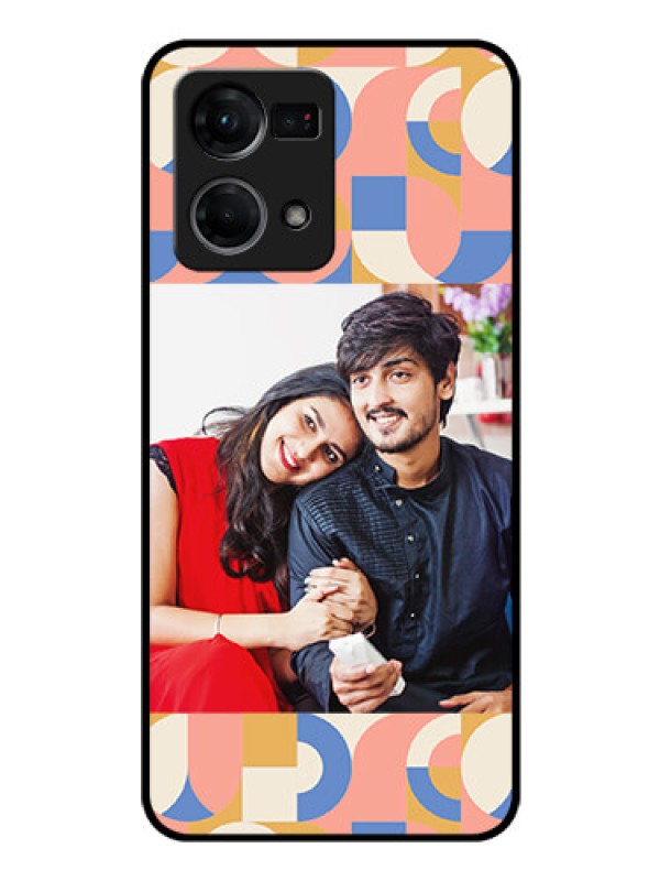 Custom Oppo F21 Pro Photo Printing on Glass Case - Semi-circle Maze Pattern Design