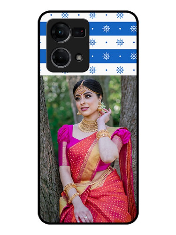 Custom Oppo F21s Pro Photo Printing on Glass Case - Snow Pattern Design
