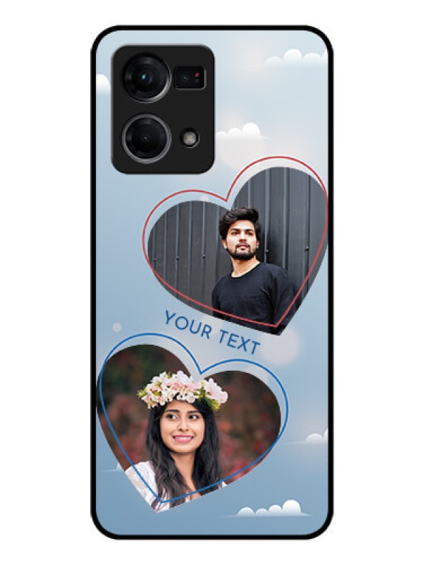 Custom Oppo F21s Pro Custom Glass Mobile Case - Blue Color Couple Design