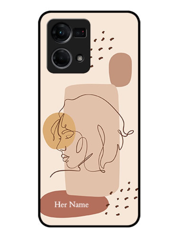 Custom Oppo F21s Pro Photo Printing on Glass Case - Calm Woman line art Design
