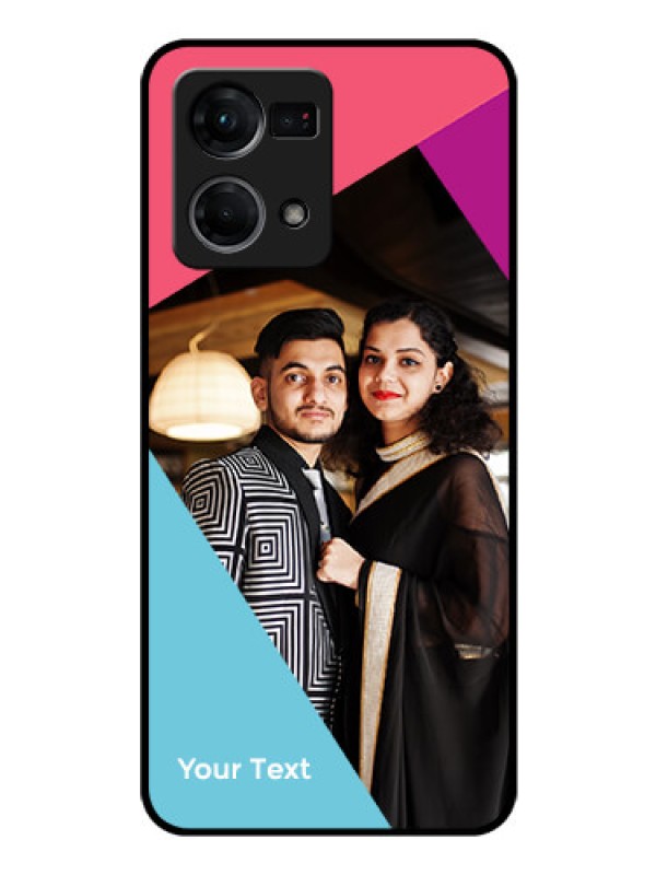 Custom Oppo F21s Pro Custom Glass Mobile Case - Stacked Triple colour Design