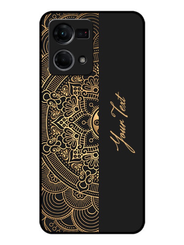 Custom Oppo F21s Pro Photo Printing on Glass Case - Mandala art with custom text Design