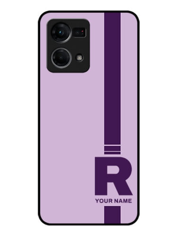 Custom Oppo F21s Pro Photo Printing on Glass Case - Simple dual tone stripe with name Design