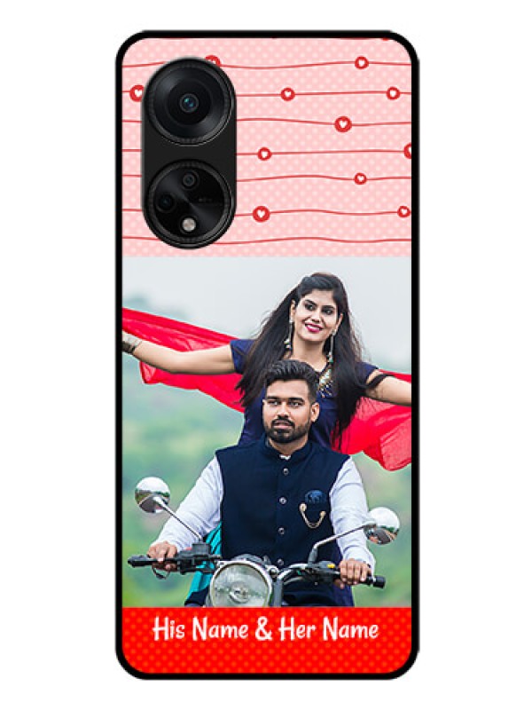 Custom Oppo F23 5G Personalized Glass Phone Case - Red Pattern Case Design