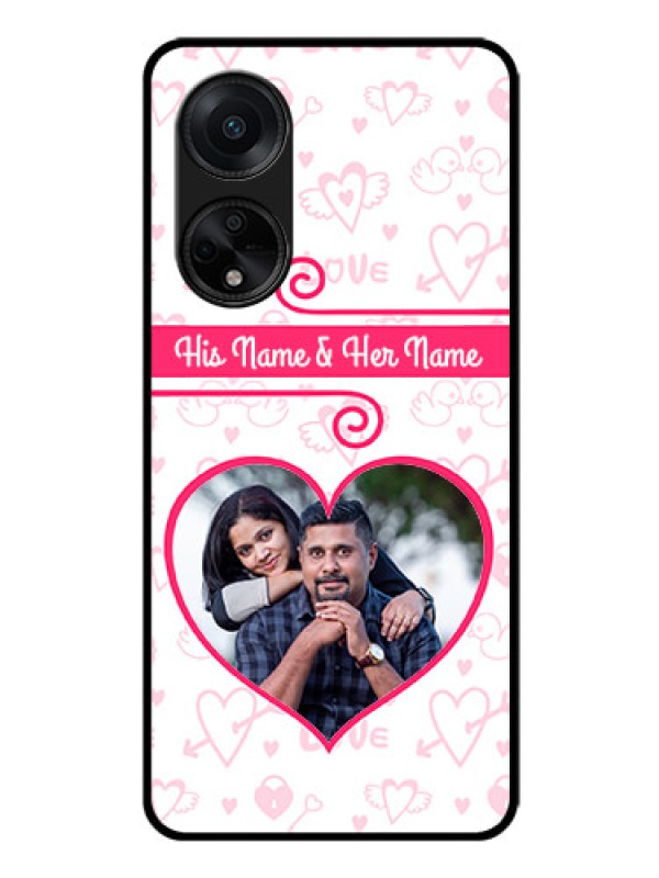 Custom Oppo F23 5G Personalized Glass Phone Case - Heart Shape Love Design