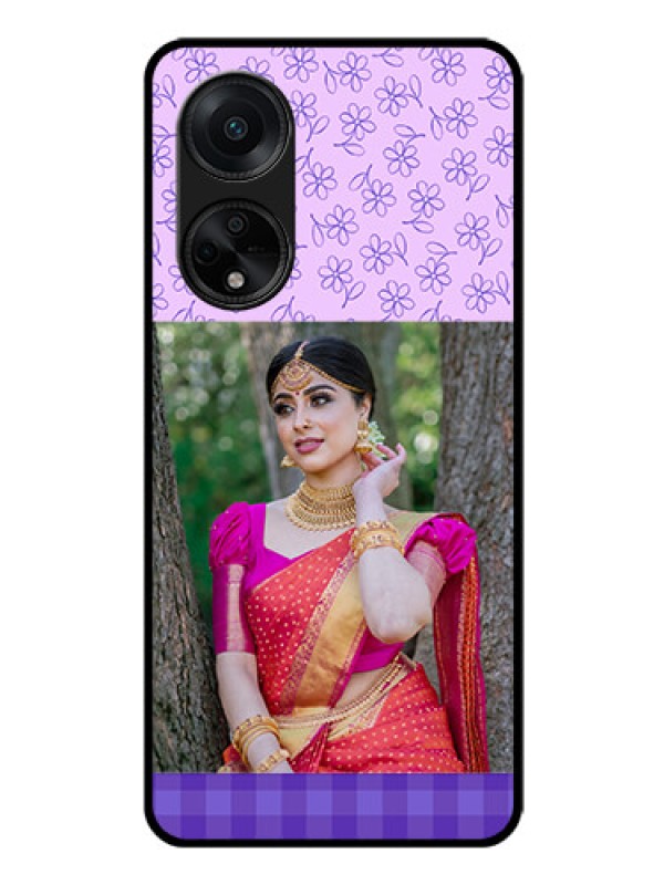 Custom Oppo F23 5G Custom Glass Phone Case - Purple Floral Design