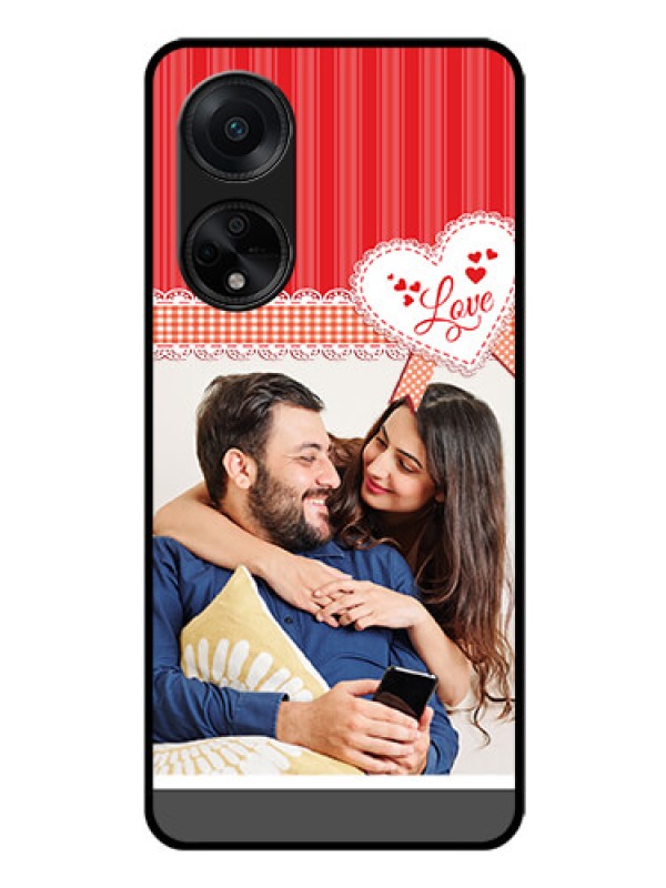 Custom Oppo F23 5G Custom Glass Mobile Case - Red Love Pattern Design