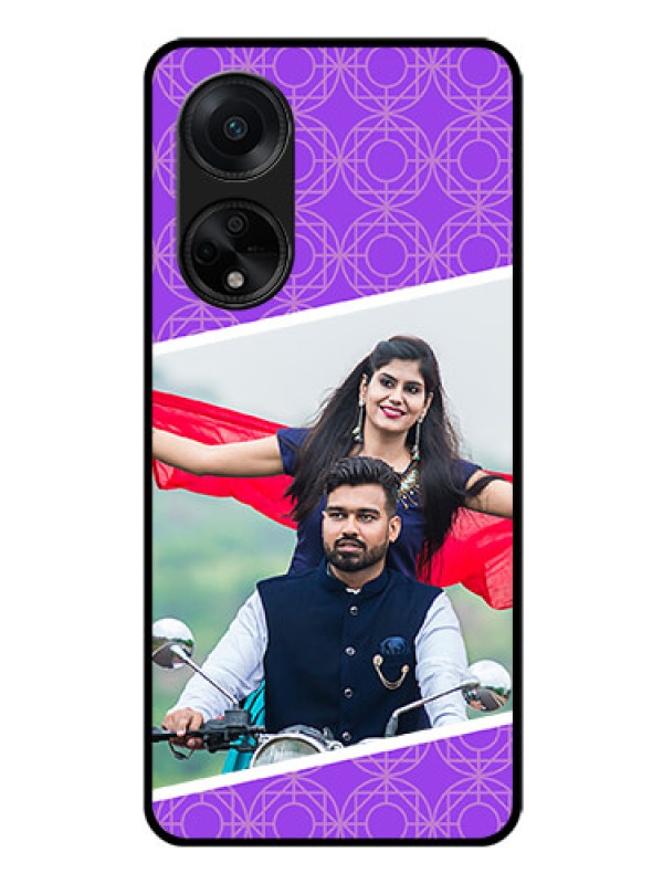 Custom Oppo F23 5G Custom Glass Phone Case - Violet Pattern Design