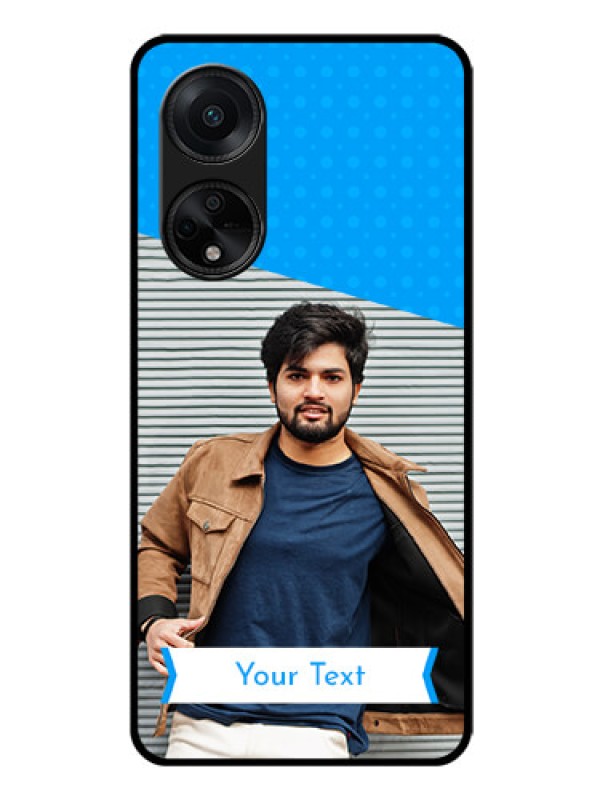 Custom Oppo F23 5G Photo Printing on Glass Case - Simple Blue Color Design