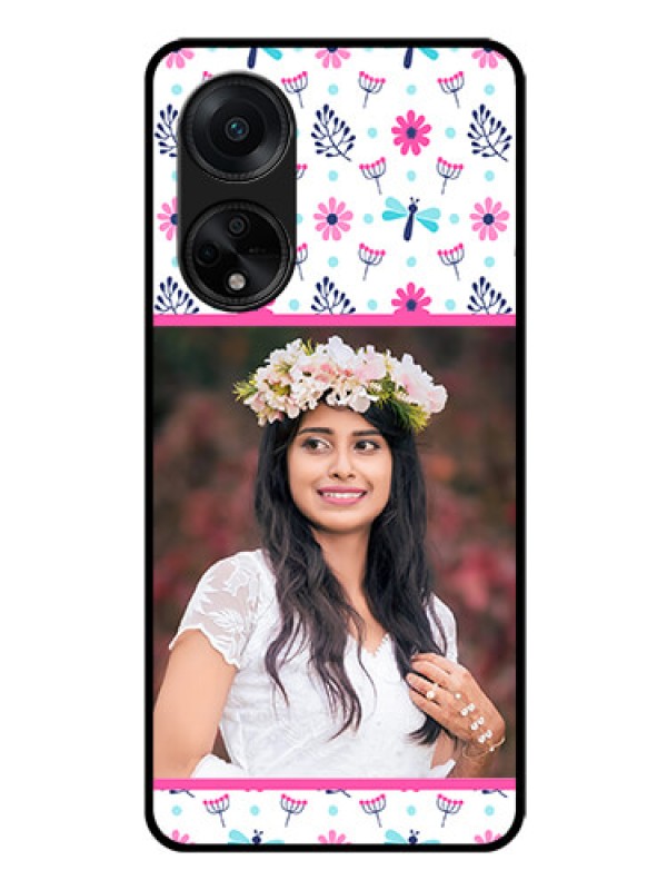 Custom Oppo F23 5G Photo Printing on Glass Case - Colorful Flower Design