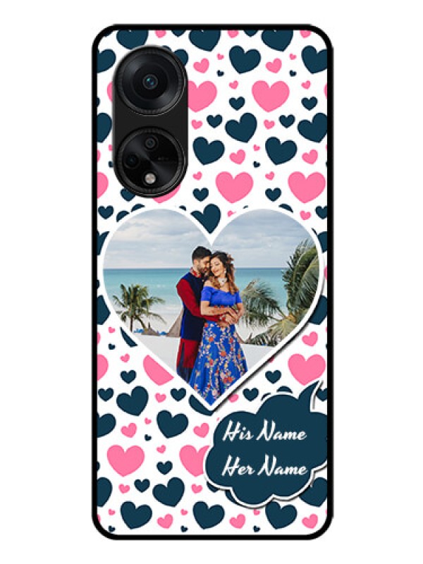 Custom Oppo F23 5G Custom Glass Phone Case - Pink & Blue Heart Design