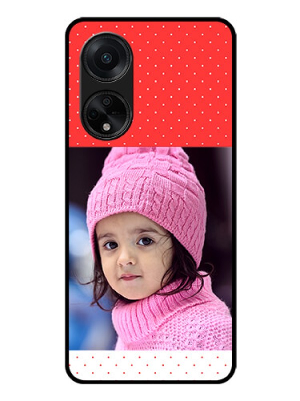 Custom Oppo F23 5G Photo Printing on Glass Case - Red Pattern Design