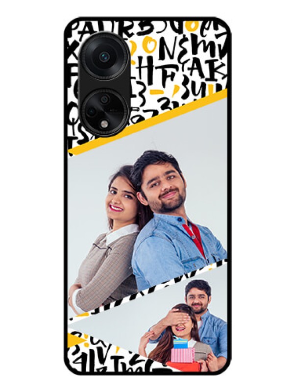 Custom Oppo F23 5G Custom Glass Mobile Case - Letters Pattern Design