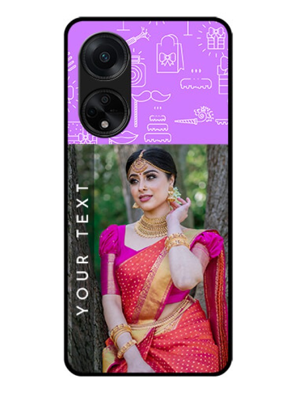 Custom Oppo F23 5G Custom Glass Mobile Case - Birthday Icons Design