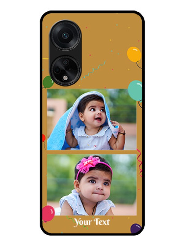 Custom Oppo F23 5G Personalized Glass Phone Case - Image Holder with Birthday Celebrations Design