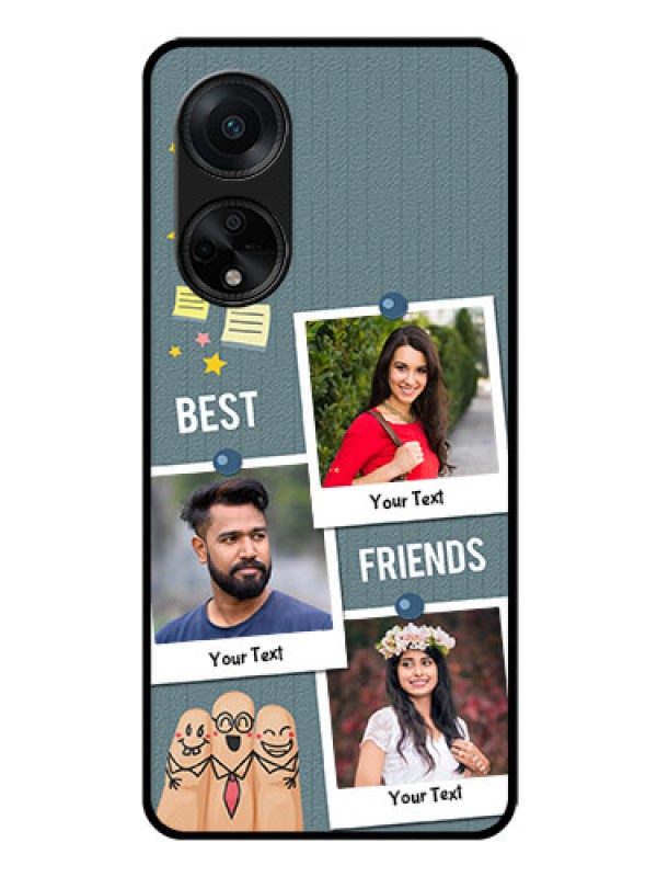 Custom Oppo F23 5G Personalized Glass Phone Case - Sticky Frames and Friendship Design