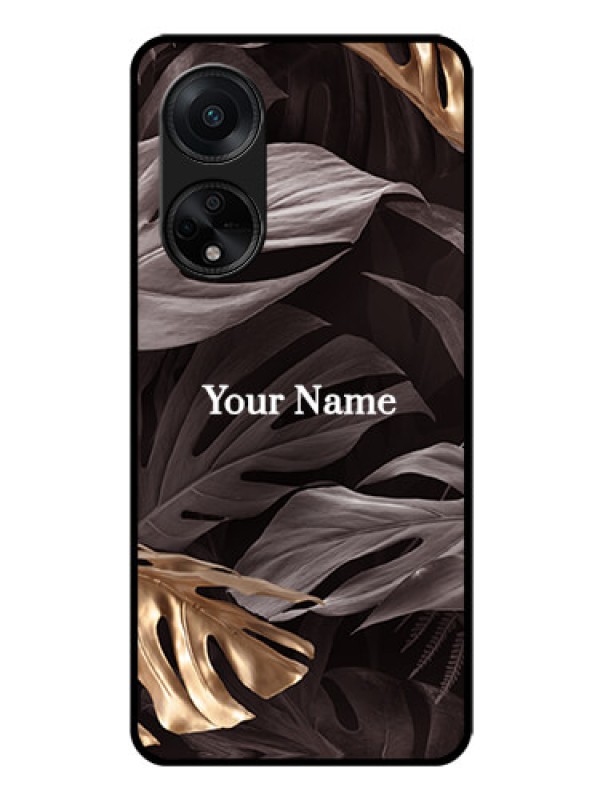 Custom Oppo F23 5G Personalised Glass Phone Case - Wild Leaves digital paint Design