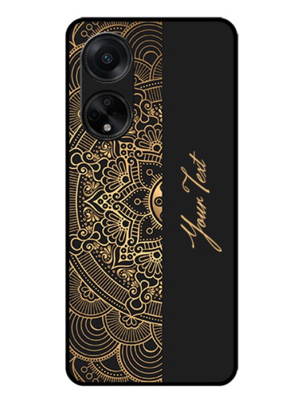 Custom Oppo F23 5G Photo Printing on Glass Case - Mandala art with custom text Design