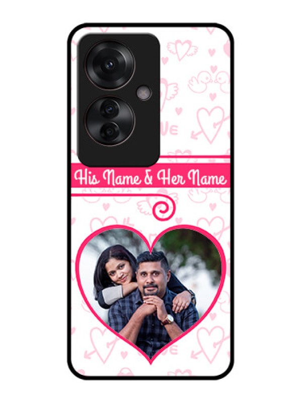 Custom Oppo F25 Pro 5G Custom Glass Phone Case - Heart Shape Love Design