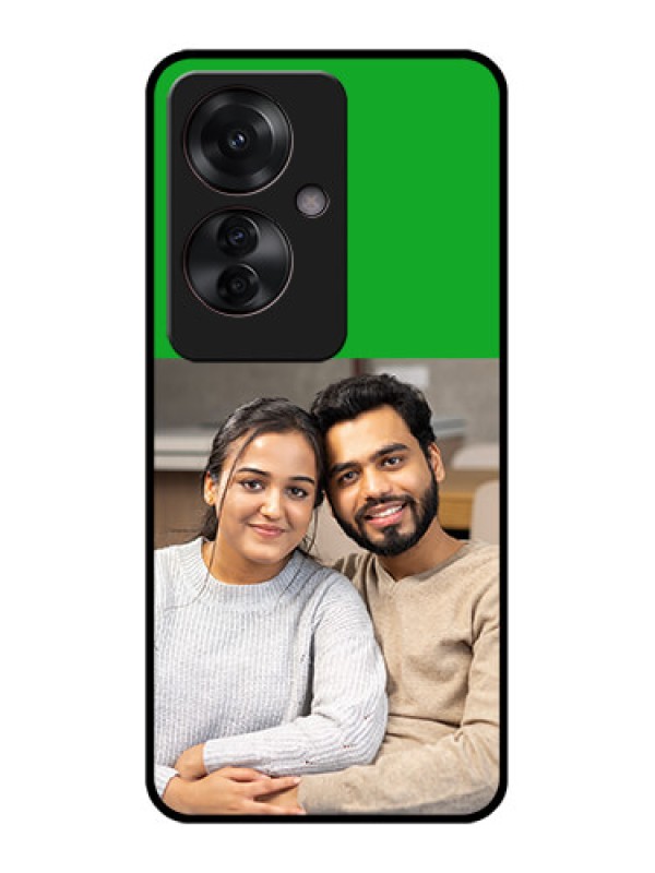 Custom Oppo F25 Pro 5G Custom Glass Phone Case - Green Pattern Design