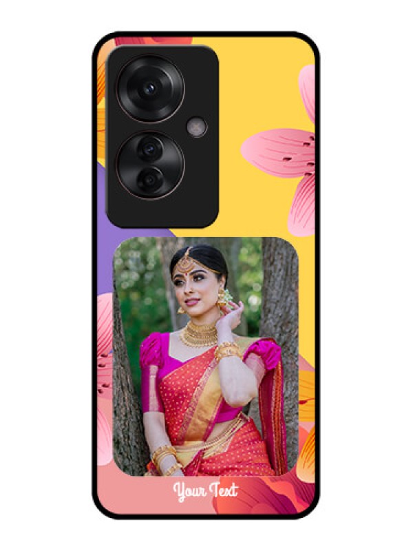 Custom Oppo F25 Pro 5G Custom Glass Phone Case - 3 Image With Vintage Floral Design