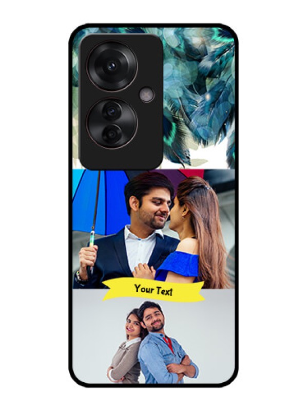 Custom Oppo F25 Pro 5G Custom Glass Phone Case - Image With Boho Peacock Feather Design