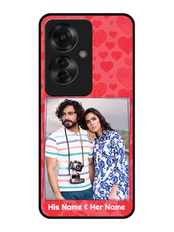 Custom Oppo F25 Pro 5G Custom Glass Phone Case - With Red Heart Symbols Design